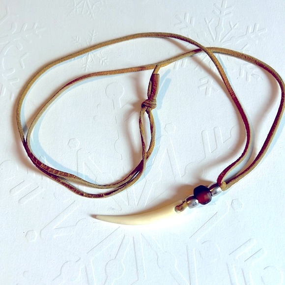 Free with purchase! Horn Boho Necklace with suede string 15” long - Picture 2 of 4